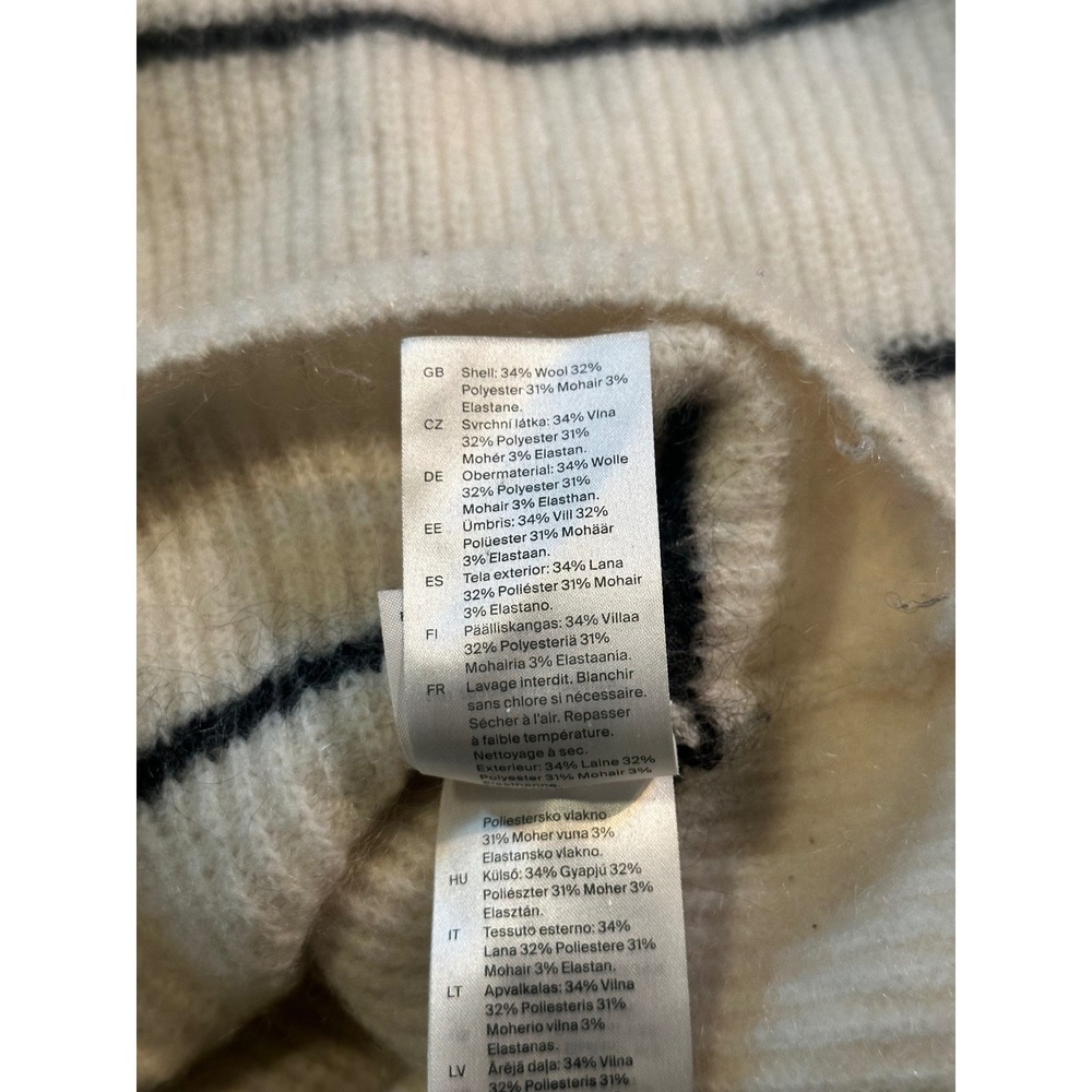 COS Textured Mohair-Blend Jumper Cream Navy Blue Striped Wool Sweater Size M - Picture 10 of 10